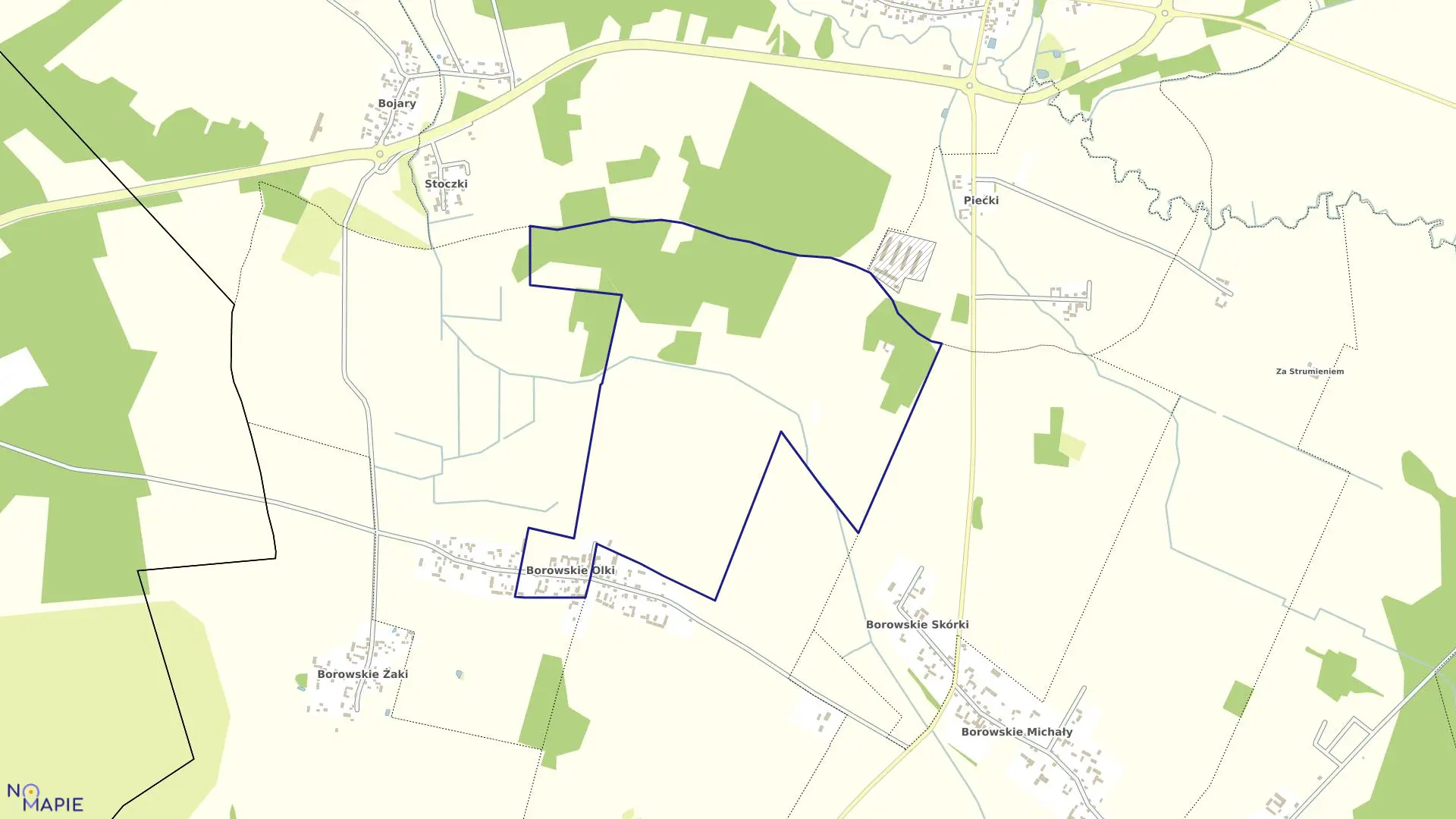 Mapa obrębu BOROWSKIE OLKI w gminie Turośń Kościelna