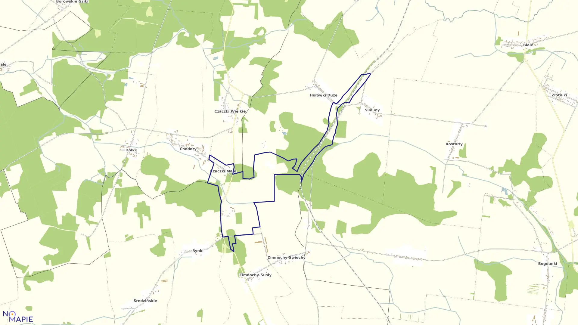 Mapa obrębu CZACZKI MAŁE w gminie Turośń Kościelna