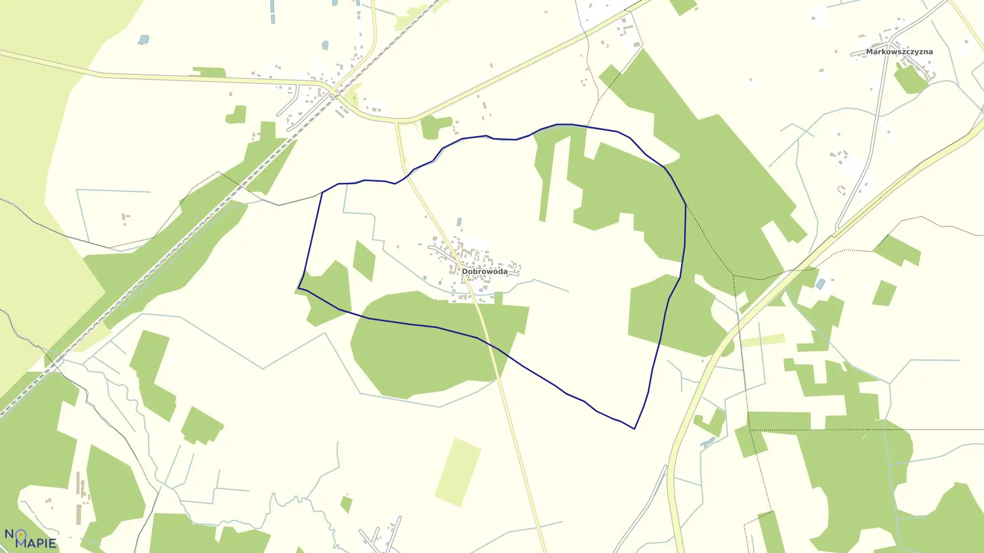 Mapa obrębu DOBROWODA w gminie Turośń Kościelna