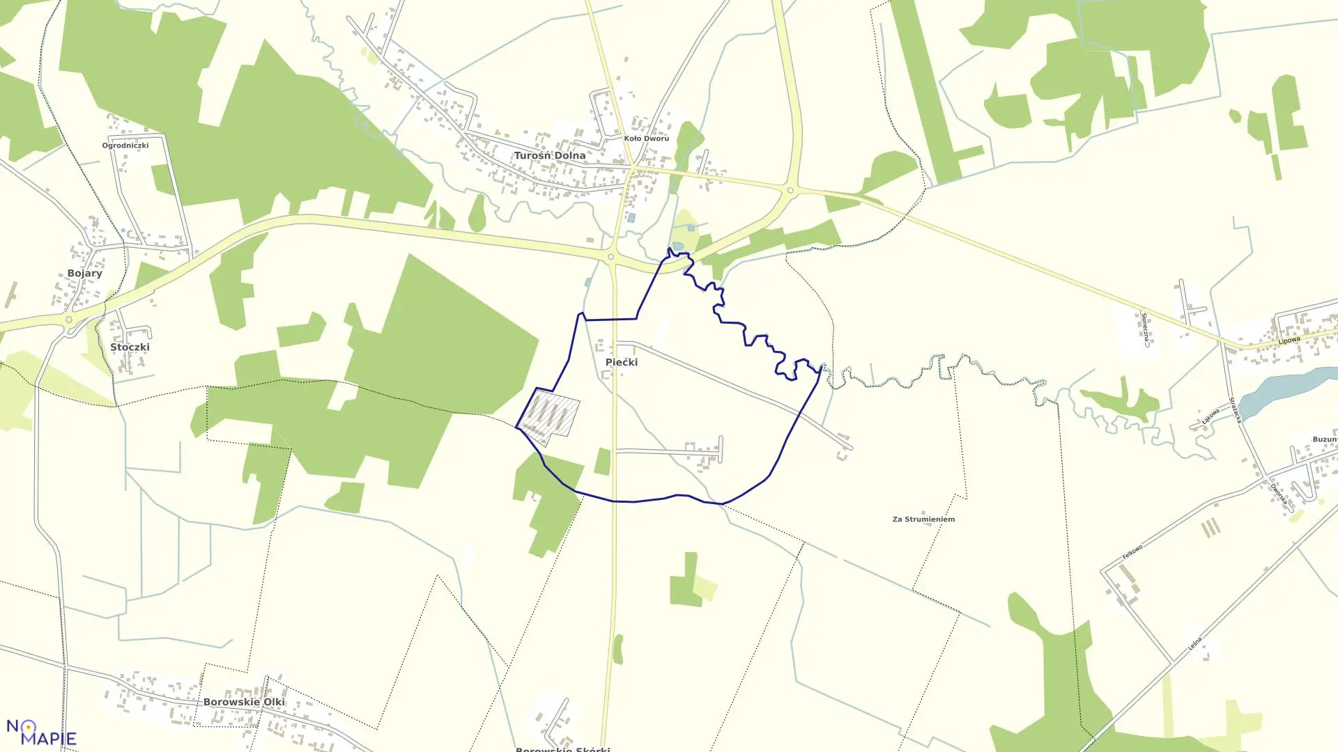 Mapa obrębu PIEĆKI w gminie Turośń Kościelna