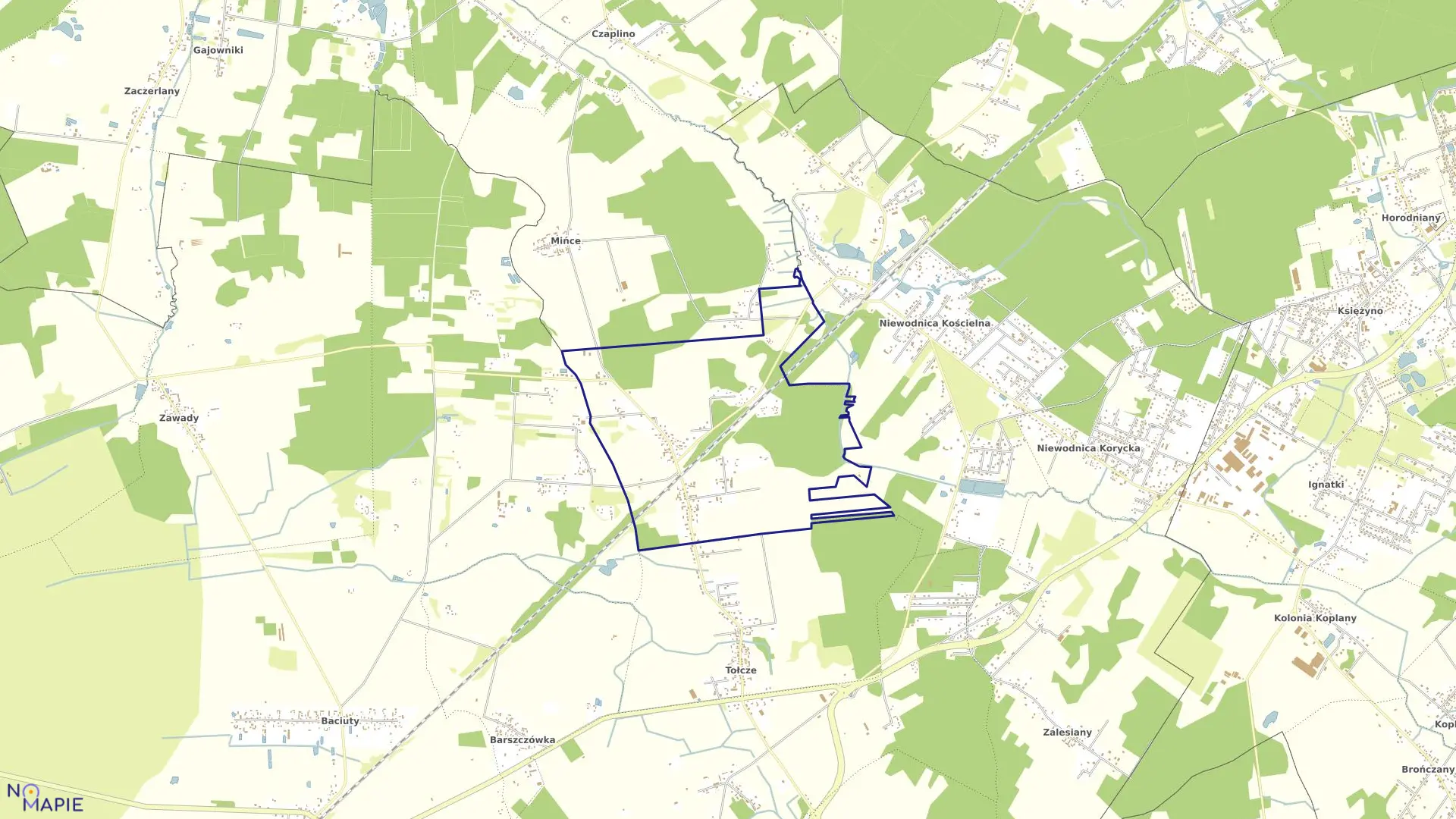 Mapa obrębu TRYPUCIE w gminie Turośń Kościelna